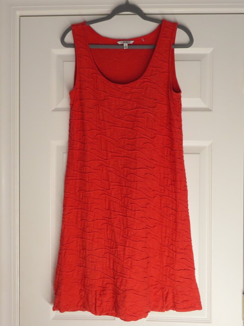 Toad & Co Samba Wave Tank Dress Faded Coral Large Organic Cotton Tencel Beach